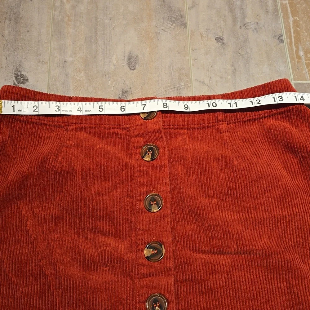 Orange Kiss Rust Corduroy Skirt - Picture 3 of 6